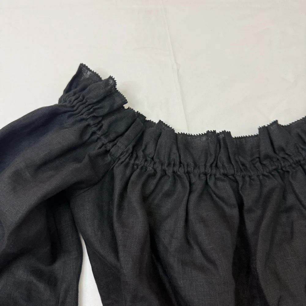 STAUD Black Off-Shoulder Puff Sleeve Blouse MEDIUM - Picture 5 of 8